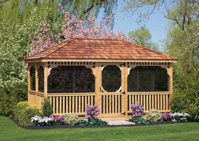 Pressure Treated Gazebo with Screens to Protect Area From Bugs