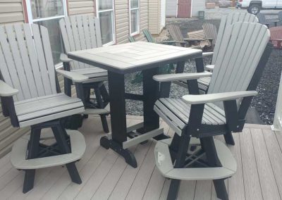 Light Gray and Blue Outdoor Table and Chairs