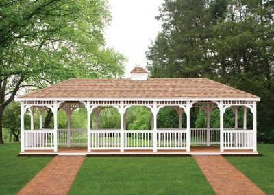 Large Event Gazebo with White Vinyl Material and Shingled Roof